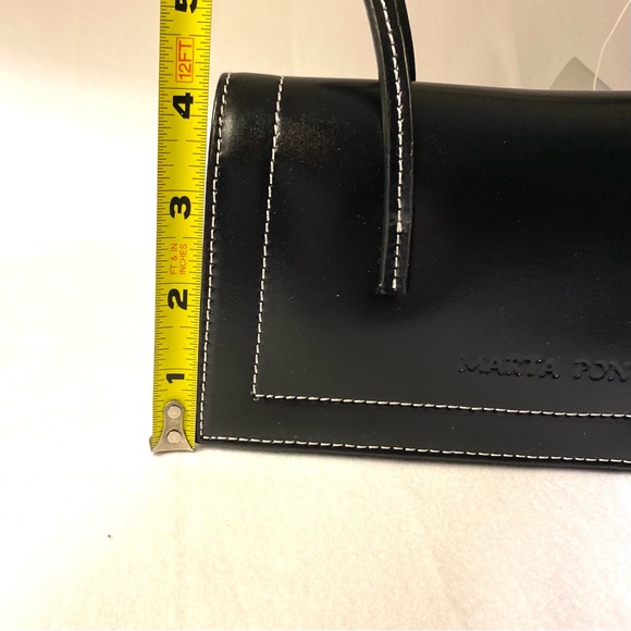 MP by MARTA PONTI Structured Black Leather Mini Handbag Cocktail Formal Baguette - Picture 5 of 16